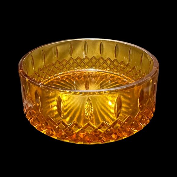 Vintage Amber Glass Bowl, Amber Diamond Bowl, Decorative Glass Bowl, Handcrafted - Picture 1 of 4